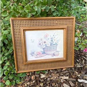 Vintage faux cane framed art print